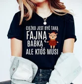 Bluzki damskie - damska koszulka na mikołajki ciężko jest być taką fajną - miniaturka - grafika 1