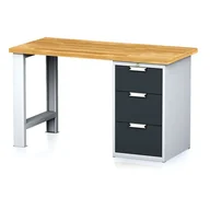 Stoły warsztatowe - Alfa 3 Stół warsztatowy MECHANIC, 1500x700x880 mm, 1x szufladowy kontener, 3 szuflady, szary/antracyt 1262871 - miniaturka - grafika 1
