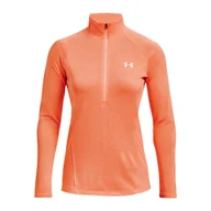 Bluzy damskie - Damska Bluza UNDER ARMOUR TECH 1/2 ZIP TWIST 1320128-866 – Pomarańczowy - miniaturka - grafika 1
