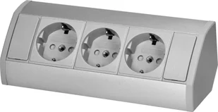 Orno Gniazdo meblowe 3x2P+Z Schuko, szaro-srebrne - Gniazdka elektryczne - miniaturka - grafika 1