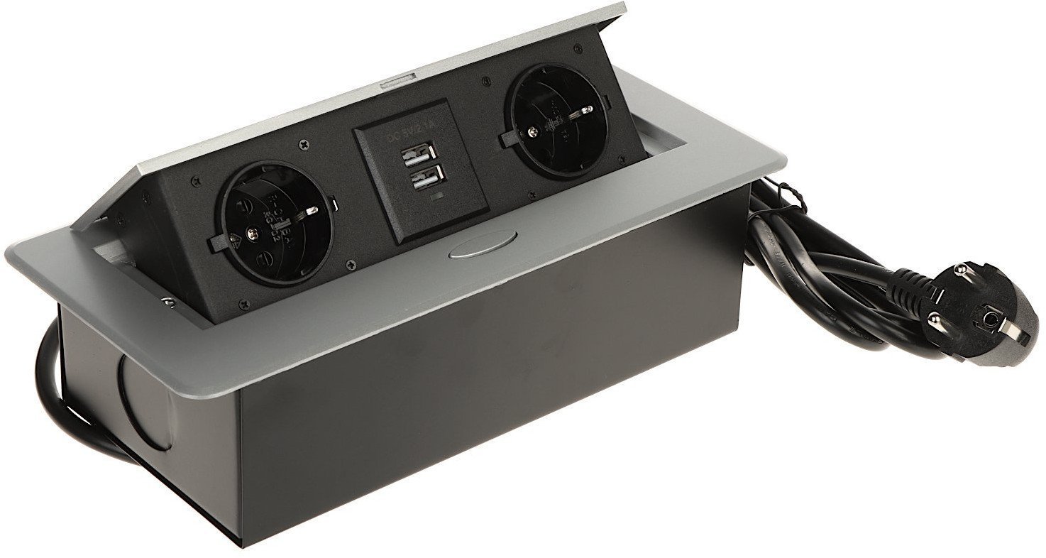 LISTWA ZASILAJĄCA MEBLOWA FPS-2S2U/CABLE 2 GNIAZDA + 2 USB