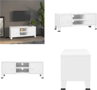 vidaXL Szafka pod TV w stylu industrialnym biała 105x35x42 cm metalowa - szafka pod TV - szafki pod TV - stojak pod TV - stolik pod TV - Szafki RTV vidaXL Szafka pod TV w stylu industrialnym biała 105x35x42 cm metalowa - szafka pod TV - szafki pod TV - stojak pod TV - stolik pod TV - Szafki RTV - miniaturka - grafika 1