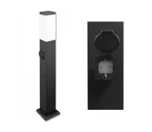 Lampy ogrodowe - Havana H65 lampa stojąca ogrodowa z gniazdem kwadratowa czarna - miniaturka - grafika 1