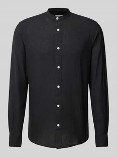 Koszula lniana o kroju slim fit ze stójką model ‘CAIDEN’ - Koszule męskie - miniaturka - grafika 1