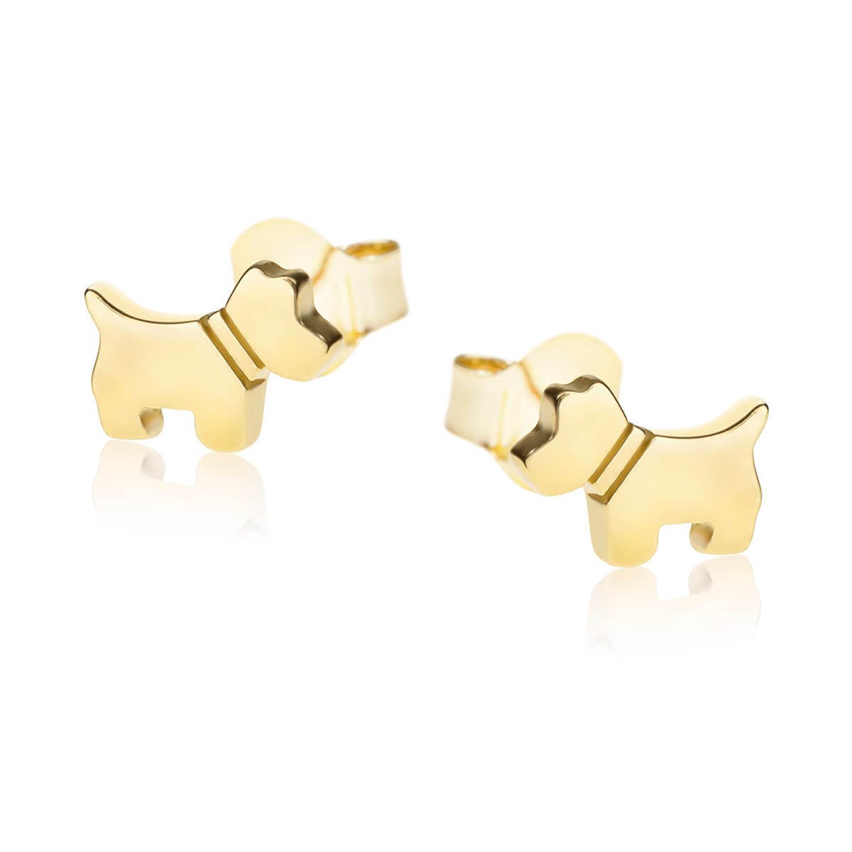 Kolczyki srebrne pozłacane pieski