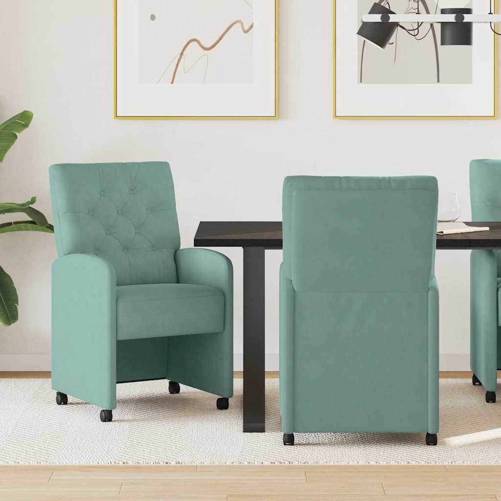 vidaXL Krzesła jadalne 2 pcs zielony morski 58 x 67 x 97 cm Aksamit