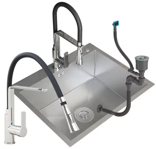 Zlew Stalowy 1 Komorowy 60X50+ Bateria Vegas Chrom - Zlewozmywaki z baterią - miniaturka - grafika 1
