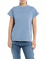 Koszulki i topy damskie - Replay T-shirt damski regular fit, 685 Grey Blue, XS - miniaturka - grafika 1