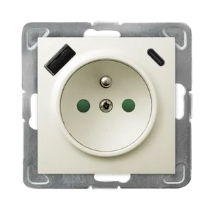 Ospel gniazdo pojedyncze z ładowarką USB A+C IMPRESJA - ecru - Gniazdka elektryczne - miniaturka - grafika 1