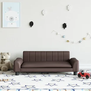 vidaXL Sofa dla dzieci, brązowa, 90x53x30 cm, sztuczna skóra - Krzesełka i taborety dla dzieci - miniaturka - grafika 1