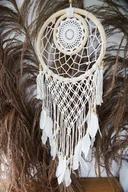 Wyposażenie pokoiku dziecięcego - Łapacz Snów Szydełkowy Makrama  Rattan Dream Catcher - miniaturka - grafika 1