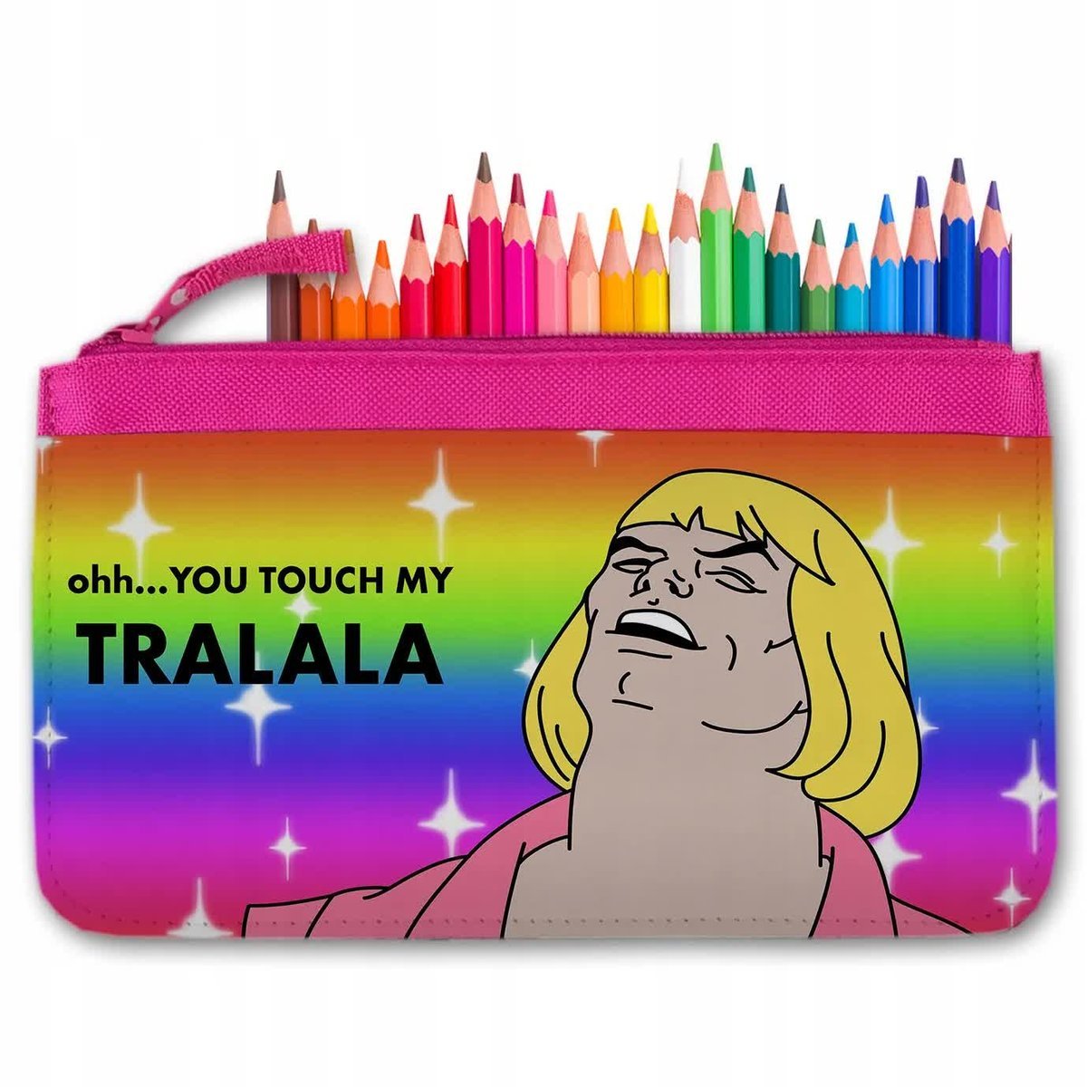 PIÓRNIK RÓŻOWY Saszetka Do Szkoły Prezent YOU TOUCH MY TRALALA Śmieszne Wz