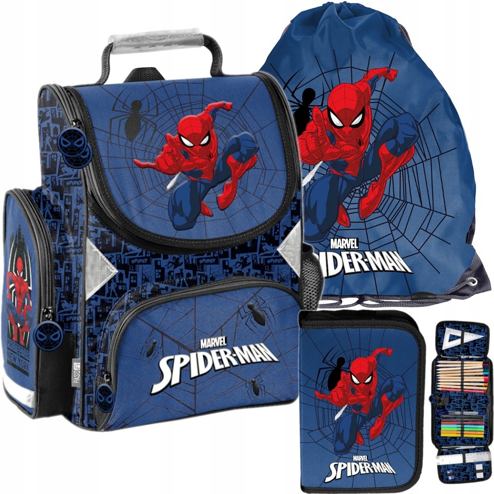 Tornister dla chłopca plecak szkolny 1-3 klasa Spiderman zestaw do szkoły