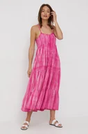 Sukienki - Pepe Jeans sukienka bawełniana PEARL kolor fioletowy maxi rozkloszowana - miniaturka - grafika 1