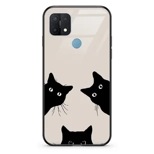 Etui szklane OPPO Oppo A15S Czarne koty - Etui i futerały do telefonów - miniaturka - grafika 1