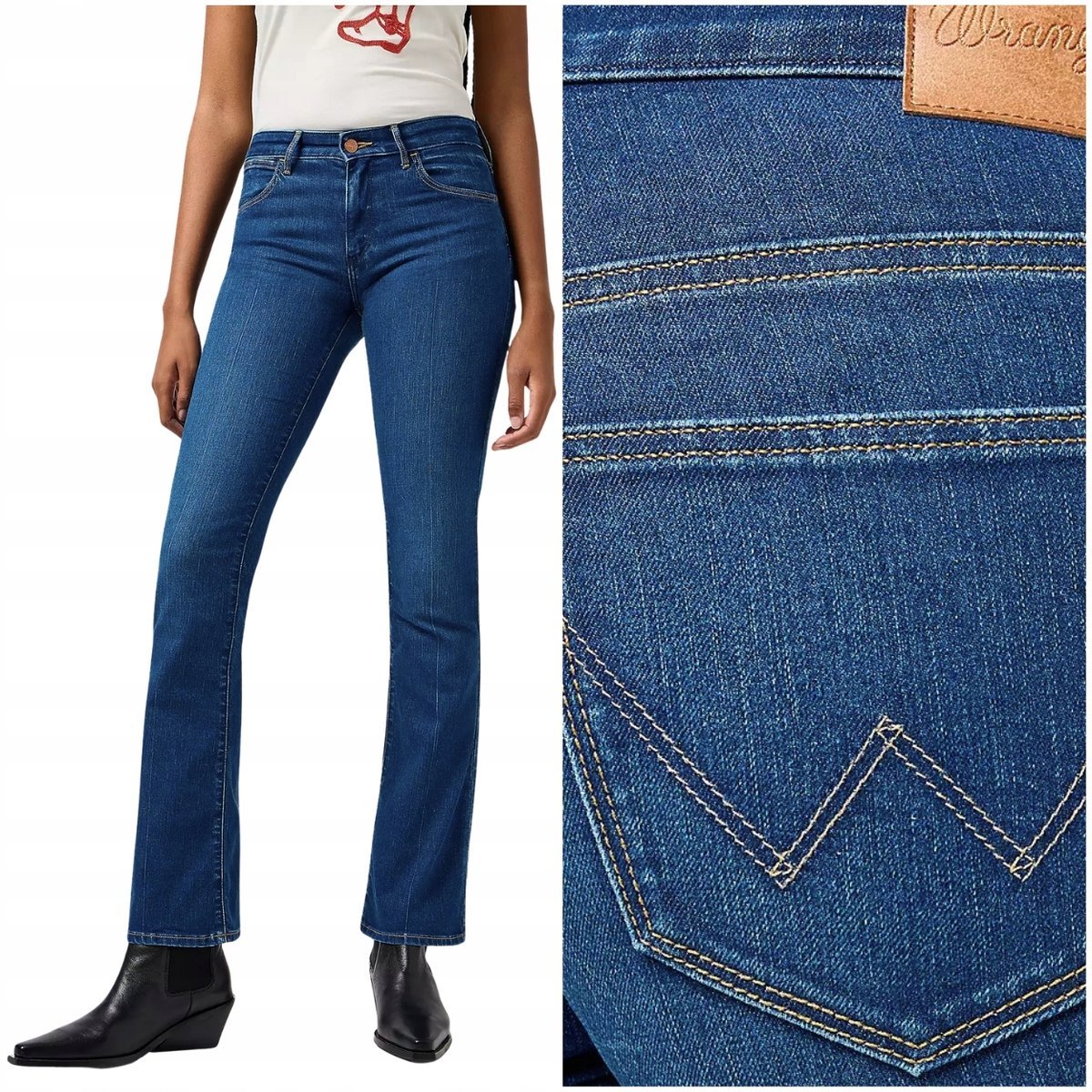 Wrangler BOOTCUT Heavenly Blue rozszerzane damskie spodnie jeansowe W30 L34