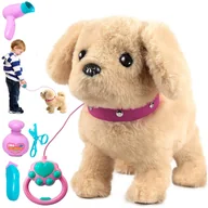 Zabawki interaktywne dla dzieci - INTERAKTYWNY PIESEK NA SMYCZY CHODZI SZCZEKA POWTARZA SŁOWA PSI SALON URODY Z689 - miniaturka - grafika 1