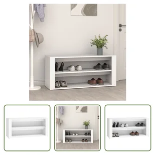 The Living Store Stojak na buty Biały 100x35x45 cm Materiał drewnopochodny - Szafki na buty - miniaturka - grafika 1