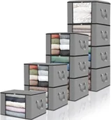 Pokrowce na ubrania - edihome, Torba do przechowywania ubrań (10 sztuk), organizer do szafy, ze wzmocnionymi uchwytami, wytrzymałe woreczki z tkaniny z przezroczystym okienkiem (jasnoszary, 10 sztuk) - miniaturka - grafika 1