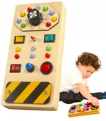 Zabawki sensoryczne - TABLICA MANIPULACYJNA PANEL SENSORYCZNY DREWNIANY KONTROLER LED PRZEŁĄCZNIK - miniaturka - grafika 1