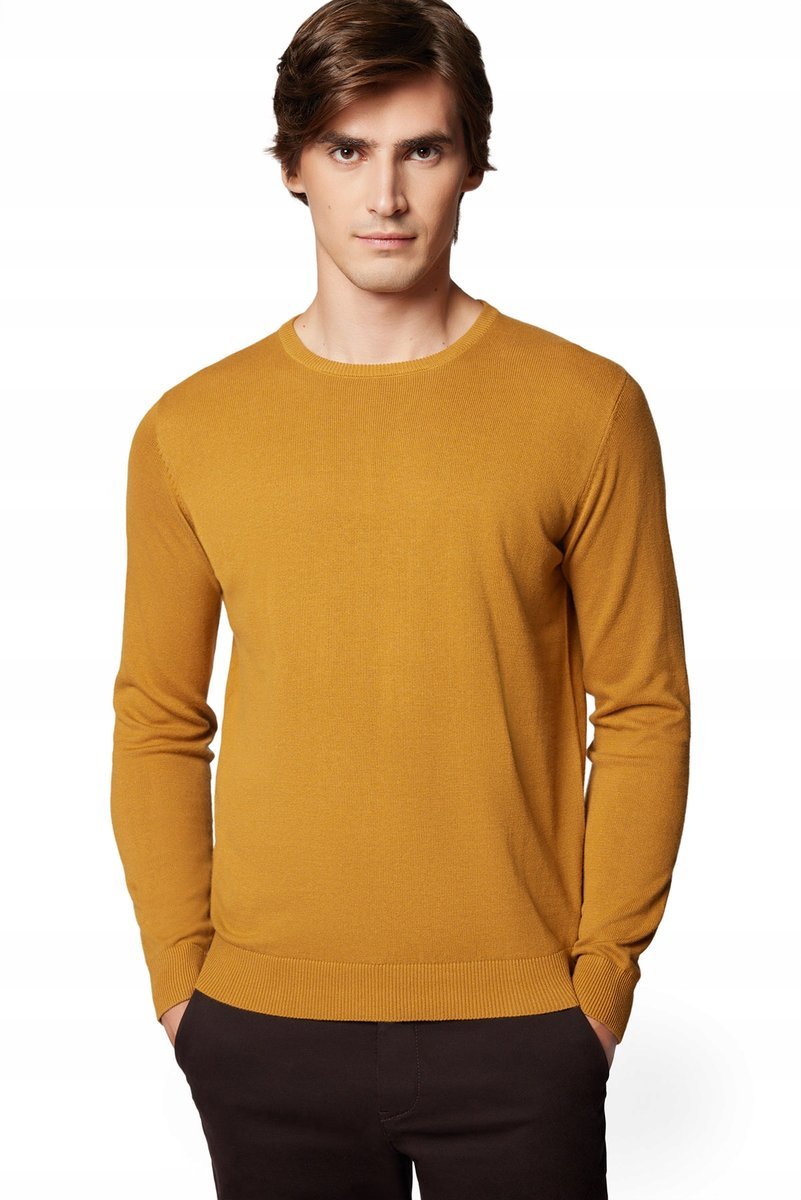 Sweter Męski Musztardowy Bawełniany O-neck Próchnik PM8 XL