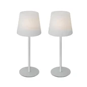 Lampy stojące - QAZQA Zestaw 2 akumulatorowych lamp stołowych białych 40 cm IP54 - Jude - miniaturka - grafika 1