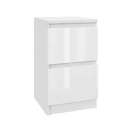 Szafki nocne - Szafka Nocna Biała Połysk 30CM z 2 szufladami Stolik Nocny lakierowany loft - miniaturka - grafika 1