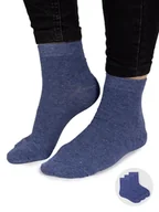 Skarpetki damskie - Skarpety dziewczęce gładkie ze srebrną nitką granatowe 3PAK 31-34 YOCLUB - miniaturka - grafika 1