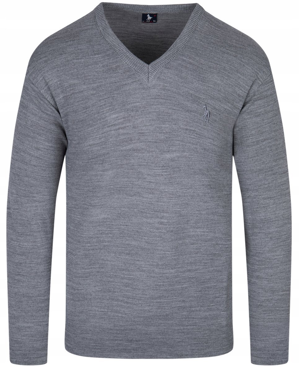 SWETER MĘSKI V SEREK - WEŁNA - KNK - SZARY - L