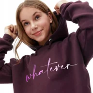 Bluzy damskie - Bordowa Bluza Damska Z Kapturem WHATEVER Modna Stylowa Kobiece Wzory - S - miniaturka - grafika 1