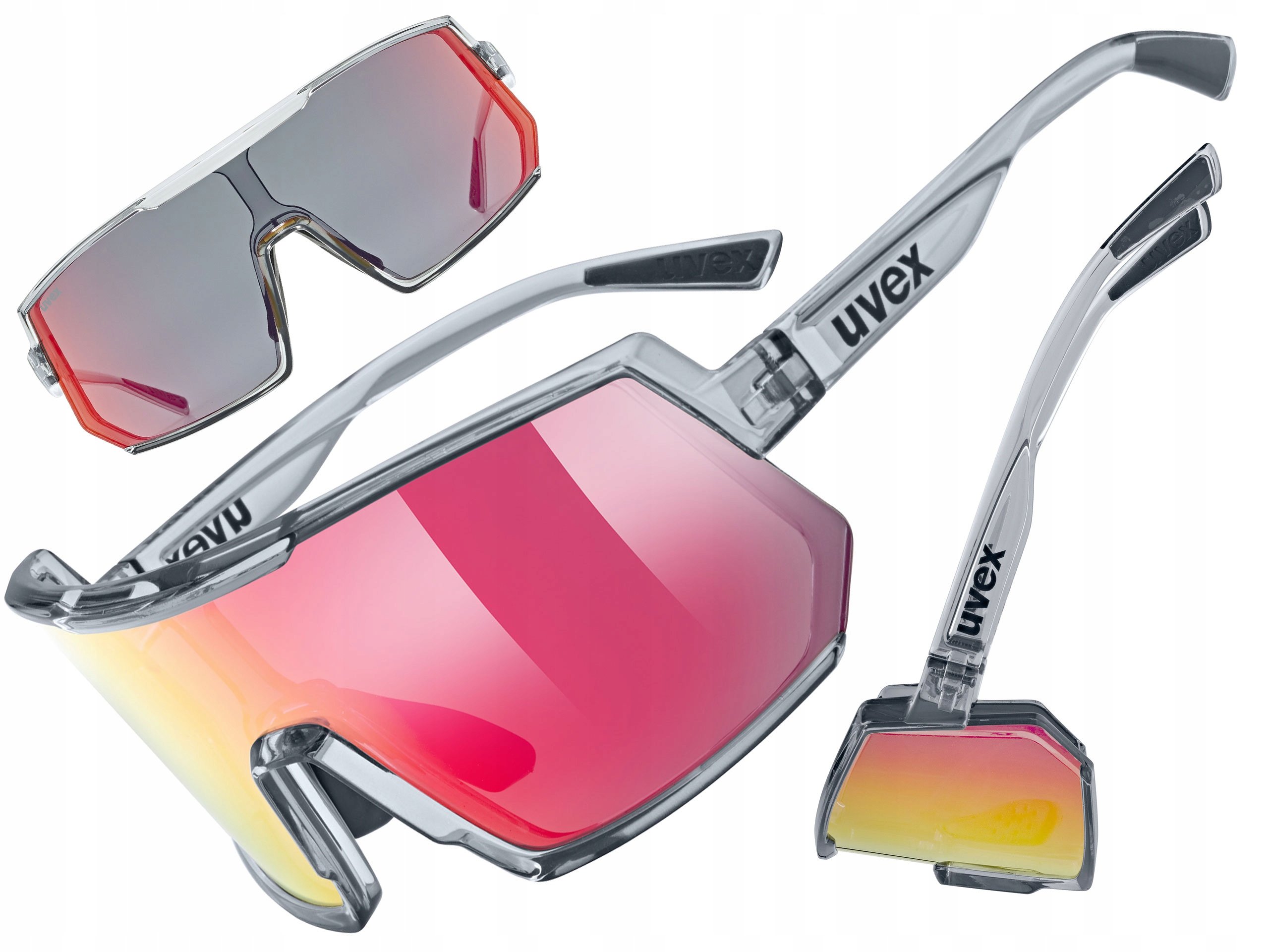 Okulary rowerowe Uvex Sportstyle 235 - smoke transparent/mirror red