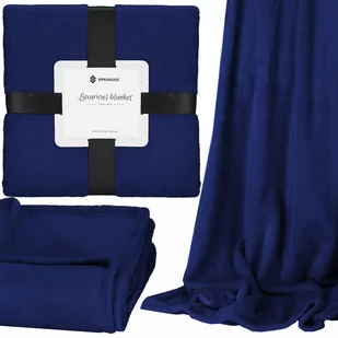 Koc narzuta na łóżko 200x220 cm granatowy gładki pled HA7211 - Narzuty - miniaturka - grafika 1