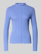 Bluzki damskie - Bluzka z długim rękawem o kroju slim fit z mieszanki bawełny - miniaturka - grafika 1