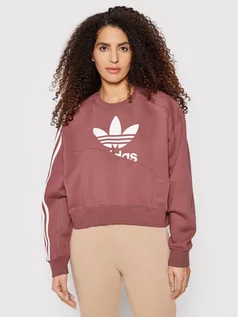 Bluzy damskie - Adidas Bluza Sweatshirt HC4620 Bordowy Oversize - grafika 1