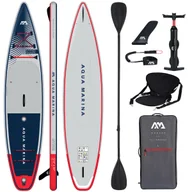Deski SUP i akcesoria - Deska pompowana SUP Aqua Marina Hyper 12'6" Navy Blue Siedzisko Wiosło 2w1 - miniaturka - grafika 1