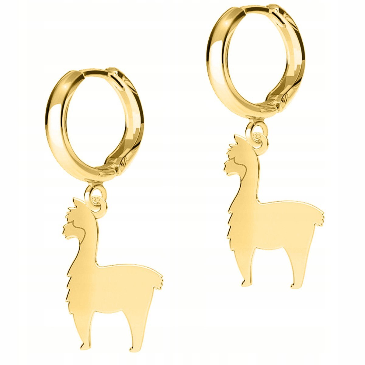 Złote Kolczyki Alpaki Lamy Blaszka Zwierzę Lama Alpaka SREBRO 925