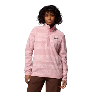 Damska bluza polarowa Columbia Benton Springs Print 1/2 Snap eraser pink/deschutes days - S - Bluzy damskie - miniaturka - grafika 1