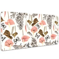 Podkładki na biurko - Ochronna mata na biurko Kwiaty i motyle 100x50 cm, Dywanomat - miniaturka - grafika 1