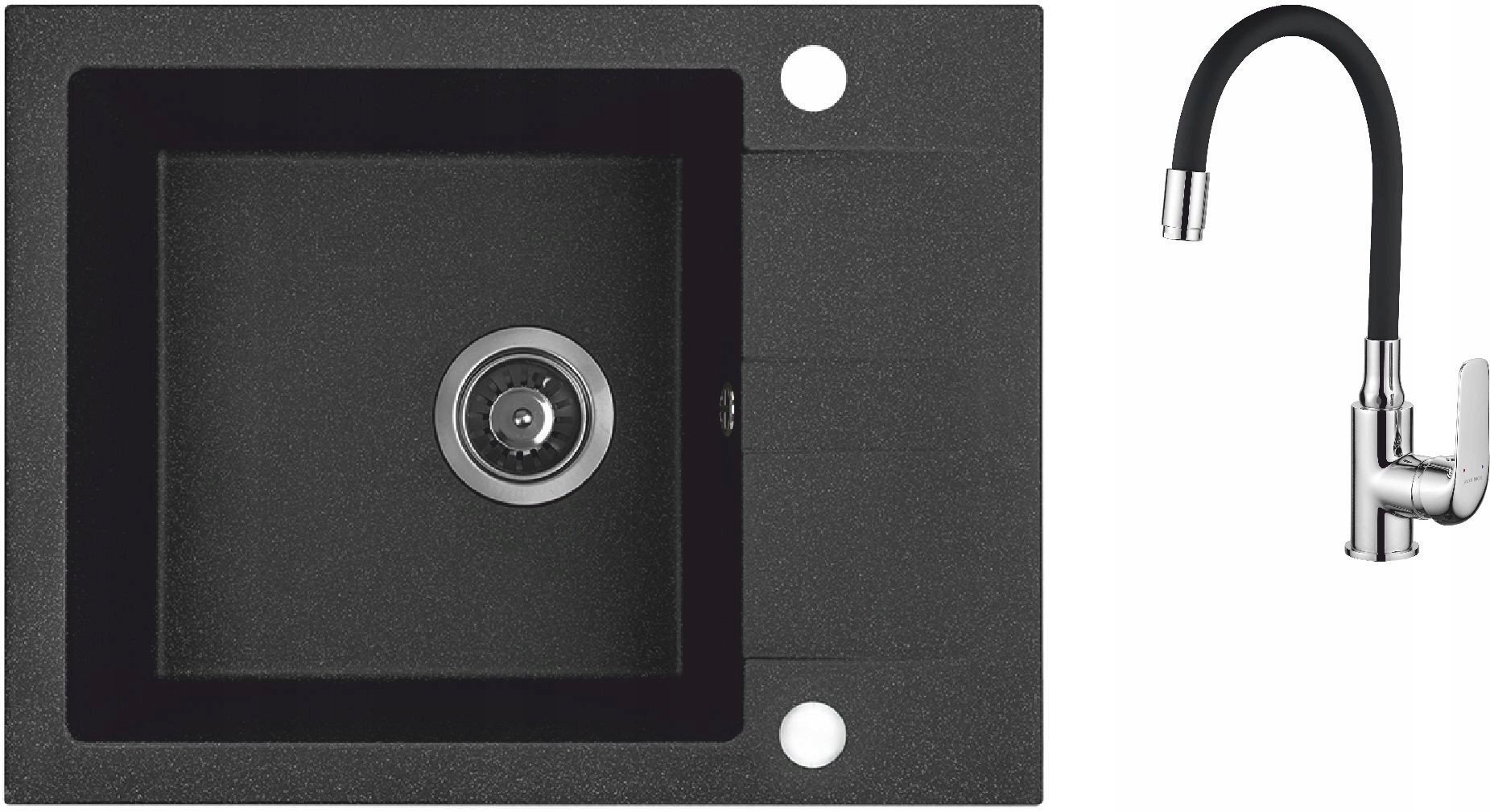 Laveo AQ.901-1019012 / AQUAFORM / MARANELLO / ZLEW GRANIT CZARNY MONO , 44X57CM , 1K+1/2 OC , SYFON /