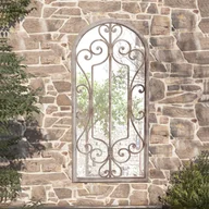 Pozostałe ozdoby ogrodowe - vidaXL Lustro ogrodowe, kolor piaskowy, 100x45 cm, żelazna rama - miniaturka - grafika 1