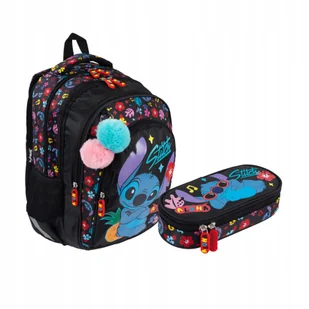Zestaw Plecak 4 komorowy piórnik saszetka Stitch Black Aloha Majewski - Nerki - miniaturka - grafika 1