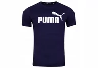 Koszulki męskie - Puma Koszulka Męska T-Shirt Ess Logo Tee Navy 586666 06 M - miniaturka - grafika 1