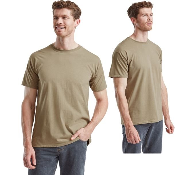 Koszulka Męska T-Shirt Fruit of the Loom Valueweight casual Khaki XL
