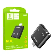 Adaptery i przejściówki - ADAPTER HF TYP-C DENMEN CZARNY AUDIO JACK + ZASILANIE DU09 - miniaturka - grafika 1