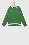 Swetry dla chłopców - Tommy Hilfiger sweter z domieszką wełny dziecięcy kolor zielony ciepły - miniaturka - grafika 1