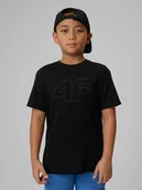 Koszulki dla chłopców - 4F T-shirt regular z nadrukiem chłopięcy - czarny 164 (13-14 lat) - miniaturka - grafika 1