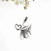 Zawieszki - Zawieszka z aniołkiem II dużym szarym - na komunię - miniaturka - grafika 1