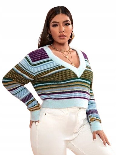 SHEIN PLUS SWETER W PASKI Z DEKOLTEM 46 ŁTN
