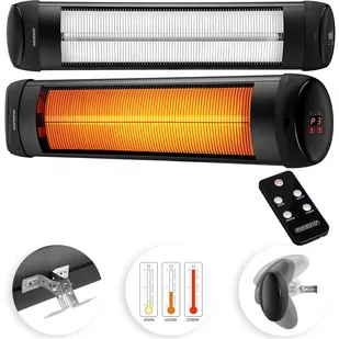 Promiennik Podczerwieni Grzejnik Tarasowy Timer 2500W Czarny - Ogrzewacze tarasowe - miniaturka - grafika 1