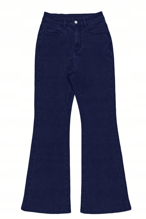 SHEIN GRANATOWE JEANSY DZWONY WYSOKI STAN CASUAL L 1KA